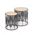 ROMSDAL - Set om två soffbord i häftig design natur 40 cm