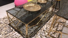 BLOSSOM - Soffbord i rostfritt stål och glas