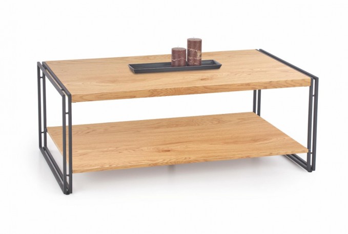 TJORN - Modernt soffbord i gyllene ek/svart 120 cm