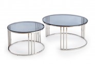 ESAIAS -  SOFFBORD I SILVER/RÖKIGT GLAS