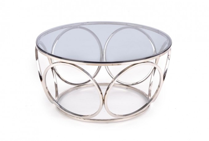 NYMF - Soffbord med rökigt glas kromad stål 80 cm