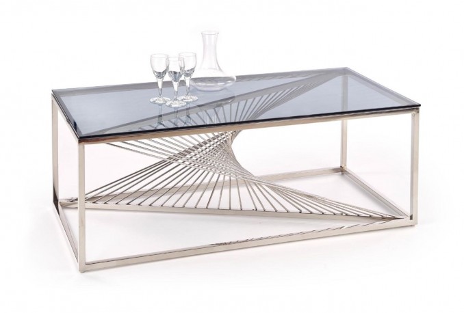GRANSLOS - Elegant soffbord med rökigt glas 120 cm