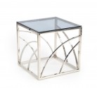 VINTERGATAN - Elegant fyrkantigt soffbord i silver/rökigt glas 55 cm