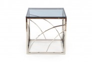 VINTERGATAN - Elegant fyrkantigt soffbord i silver/rökigt glas 55 cm