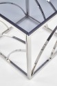 VINTERGATAN - Elegant fyrkantigt soffbord i silver/rökigt glas 55 cm