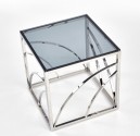 VINTERGATAN - Elegant fyrkantigt soffbord i silver/rökigt glas 55 cm