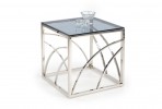 VINTERGATAN - Elegant fyrkantigt soffbord i silver/rökigt glas 55 cm