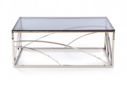 VINTERGATAN - Elegant soffbord i silver/rökigt glas 120 cm