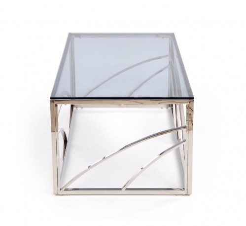 VINTERGATAN - Elegant soffbord i silver/rökigt glas 120 cm