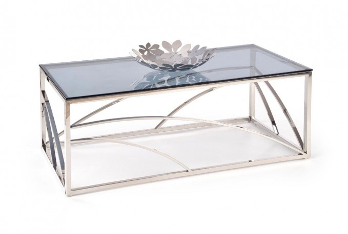 VINTERGATAN - Elegant soffbord i silver/rökigt glas 120 cm