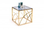 VINTERGATAN - Elegant fyrkantigt soffbord i guld/rökigt glas 55 cm