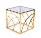 VINTERGATAN - Elegant fyrkantigt soffbord i guld/rökigt glas 55 cm