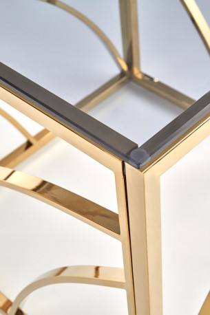 VINTERGATAN - Elegant fyrkantigt soffbord i guld/rökigt glas 55 cm