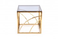 VINTERGATAN - Elegant fyrkantigt soffbord i guld/rökigt glas 55 cm