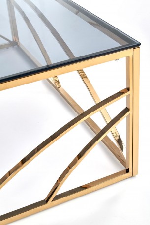CARLA - Elegant soffbord i guld/rökigt glas 120 cm