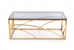 CARLA - Elegant soffbord i guld/rökigt glas 120 cm