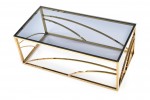 CARLA - Elegant soffbord i guld/rökigt glas 120 cm