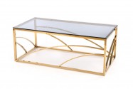 CARLA - Elegant soffbord i guld/rökigt glas 120 cm