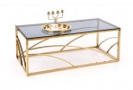 CARLA - Elegant soffbord i guld/rökigt glas 120 cm