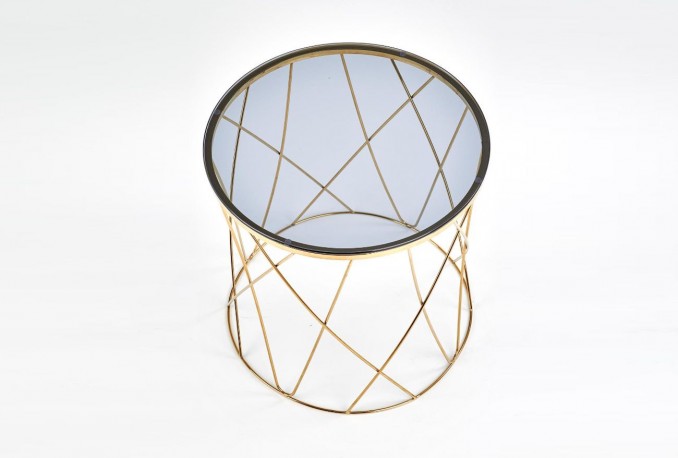 TEJANO - Modernt soffbord med rökigt glas/stål 55x55 cm