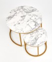 PAULA - Set om två soffbord i vit marmor och guld 60 cm