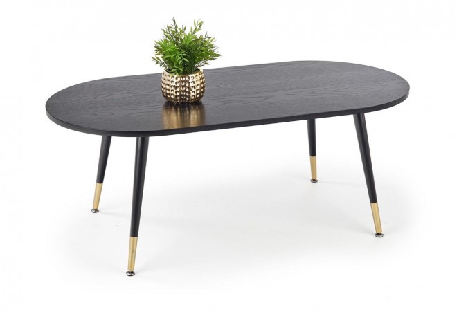 EMBOSSA -  Modernt soffbord i svart och guld 120 cm