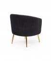 KUNG - Elegant fåtölj i svart sammet och guld 80 cm