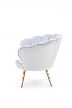 AMORINA - Lyxig fåtölj i ljusblått sammet och stål 94 cm