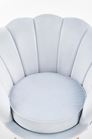 AMORINA - Lyxig fåtölj i ljusblått sammet och stål 94 cm