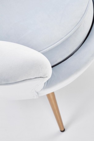 AMORINA - Lyxig fåtölj i ljusblått sammet och stål 94 cm