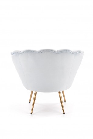 AMORINA - Lyxig fåtölj i ljusblått sammet och stål 94 cm