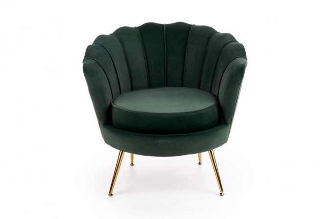 AMORINA - Lyxig fåtölj i mörkgrönt sammet och stål 83 cm 2