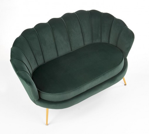 AMORINA XL - Lyxig soffa i mörkgrön sammet och stål 133 cm