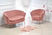 AMORINA XL - Lyxig soffa i ljusrosa sammet och stål 133 cm