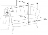 AMORINA XL - Lyxig soffa i grå sammet och stål 133 cm