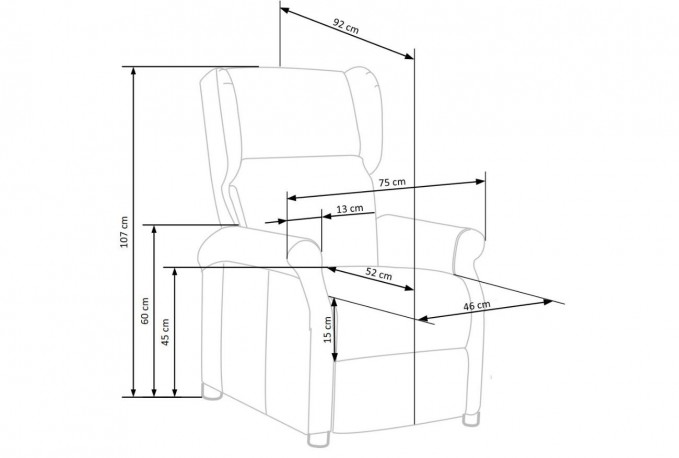 AUGUSTIN - Bekväm reclinerfåtölj i beiget tyg 75 cm