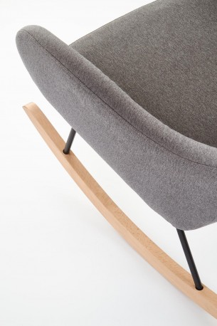 BOOTS - Härlig gungstol i grått tyg och naturträ 75 cm