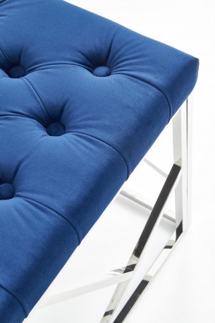 MILAGO - Sittbänk i silver med marinblått sammet 98 cm