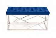 MILAGO - Sittbänk i silver med marinblått sammet 98 cm