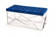 MILAGO - Sittbänk i silver med marinblått sammet 98 cm