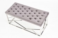 MILAGO - Sittbänk i silver och grått sammet 98 cm