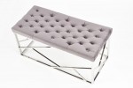 MILAGO - Sittbänk i silver och grått sammet 98 cm