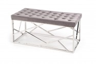 MILAGO - Sittbänk i silver och grått sammet 98 cm