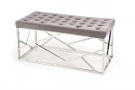 MILAGO - Sittbänk i silver och grått sammet 98 cm