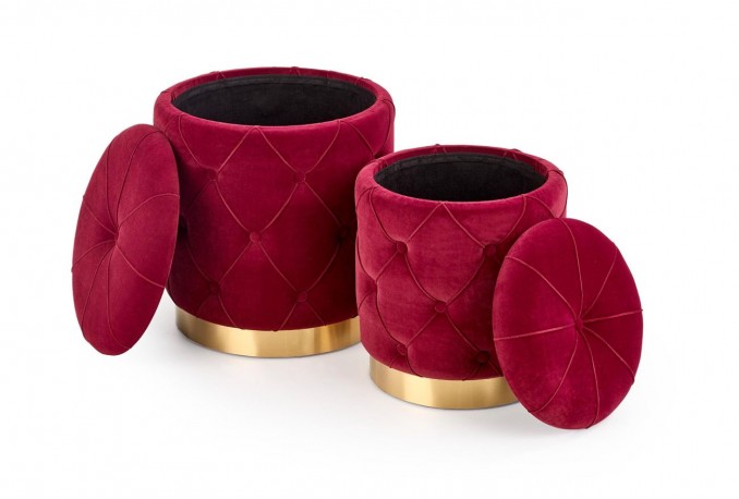 POLLY set of 2 poufs, burgundy