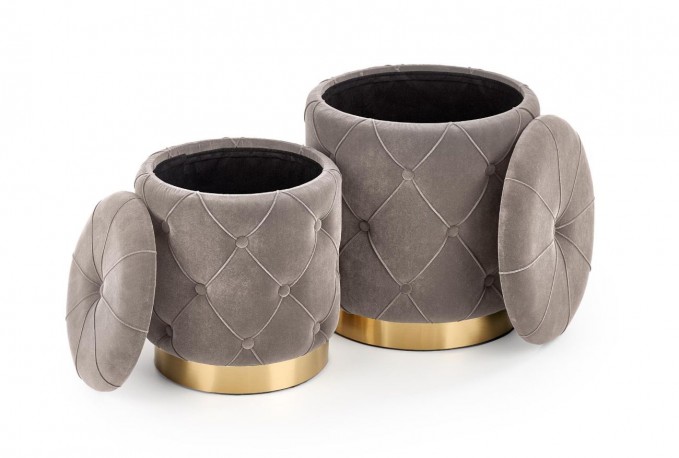 POLLY set of 2 poufs, gray