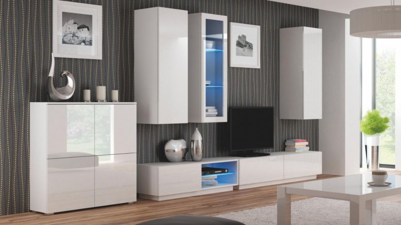 NEA TRES - Elegant TV-möbel i vitmatt 160x40x38 cm