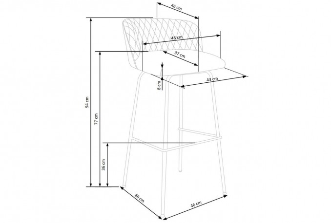 H92 bar stool dark brown
