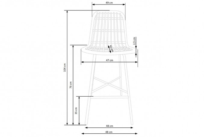 H97 bar stool natural - black