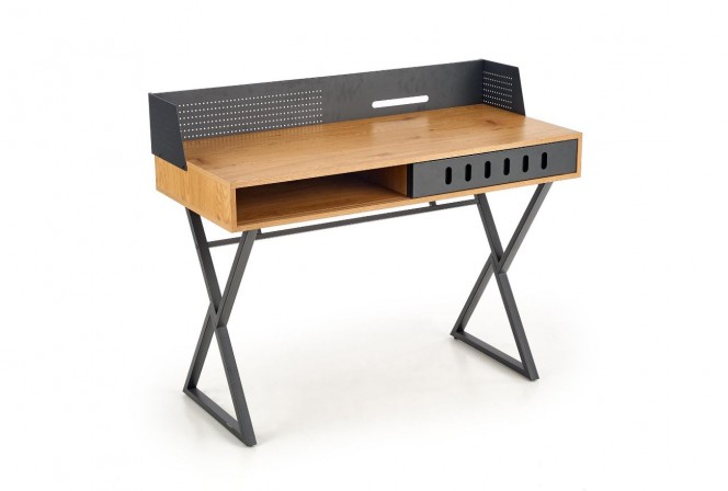 B-12 - Elegant skrivbord i gyllene ek/svart 110x51 cm 2
